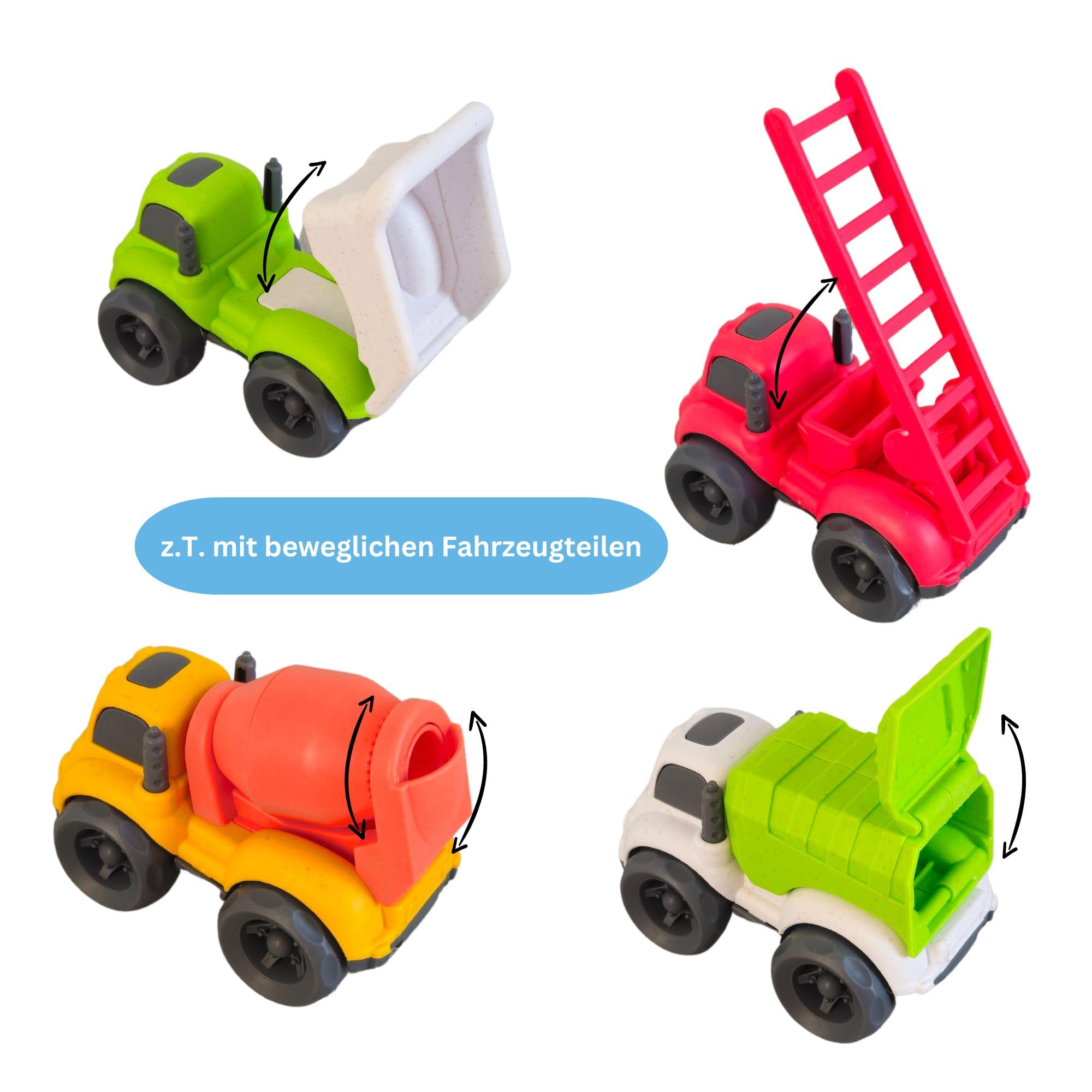 alldoro 69652 Spielzeug Autos - Set 8 Stück, 10,5 x 6,5 x 7 cm, bunt, aus Kunststoff-Weizenstroh-Gemisch, ecofriendly