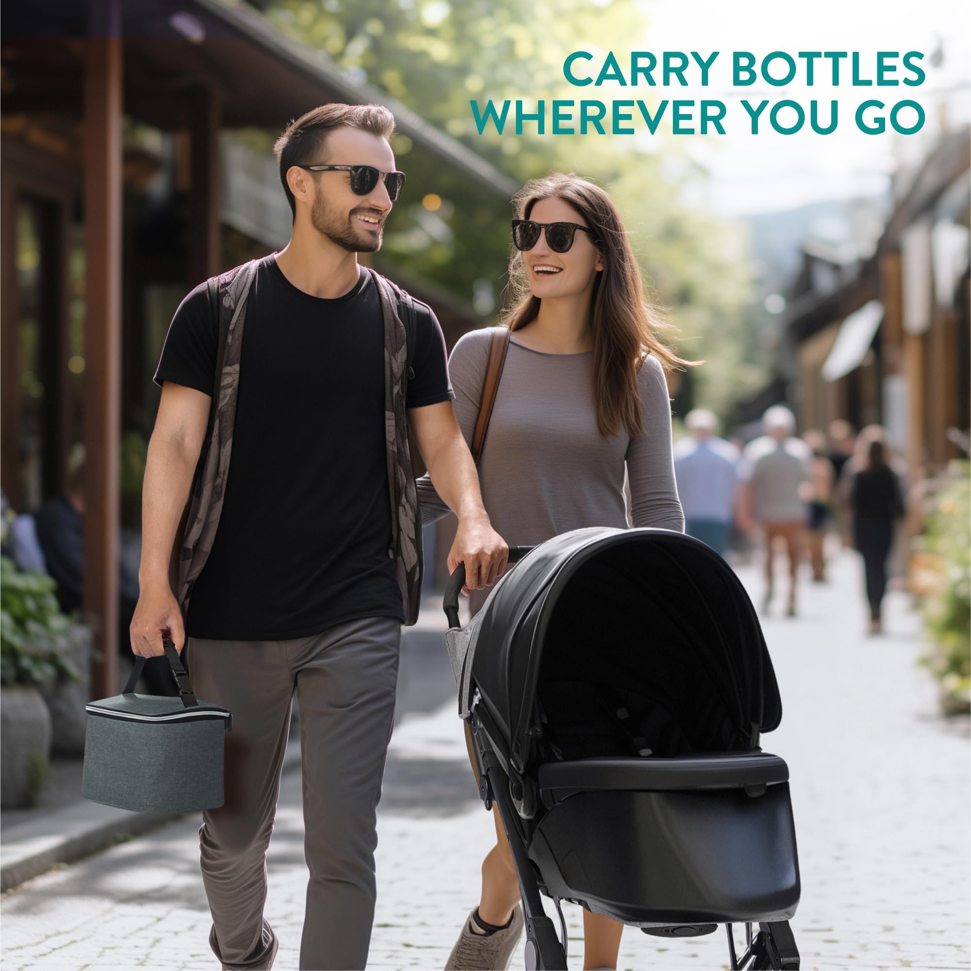 Navaris Borsa Termica per Latte Materno - Porta Pappa Termico Neonati - Borsa Termica Biberon per 6 Bottiglie - Isolamento Termico Latte Fresco - Grigio