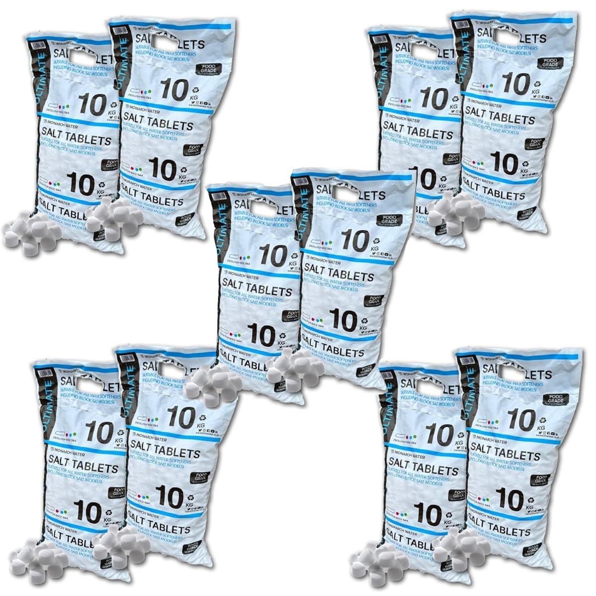 X10 Monarch Ultimate Water Softener Salt Pillow Tablets 10kg Bag Food Grade Salt