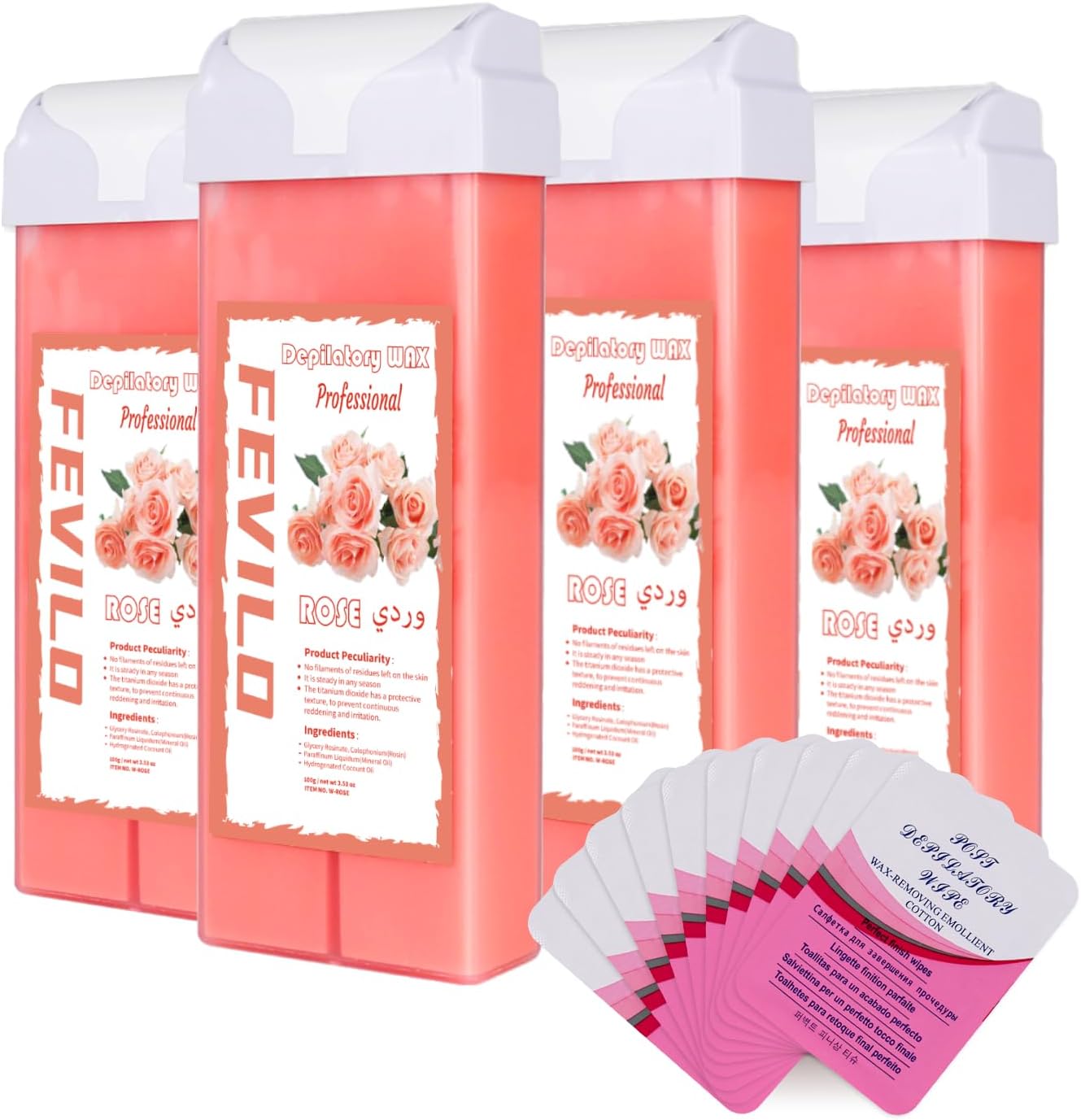 FOCTXI Wax Roller Kit Wax Cartridge for Hair Removal, 4 Rose Hair