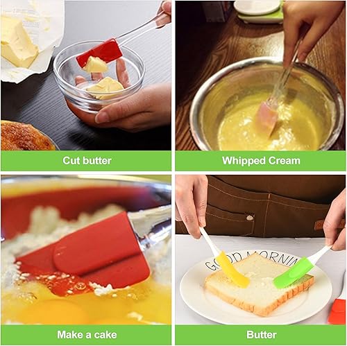 Miniatura 6 de Juego de 6 espátulas de silicona, resistentes al calor, antiadherentes, espátulas pequeñas para hornear, cocinar, mezclar, freír y usar en la