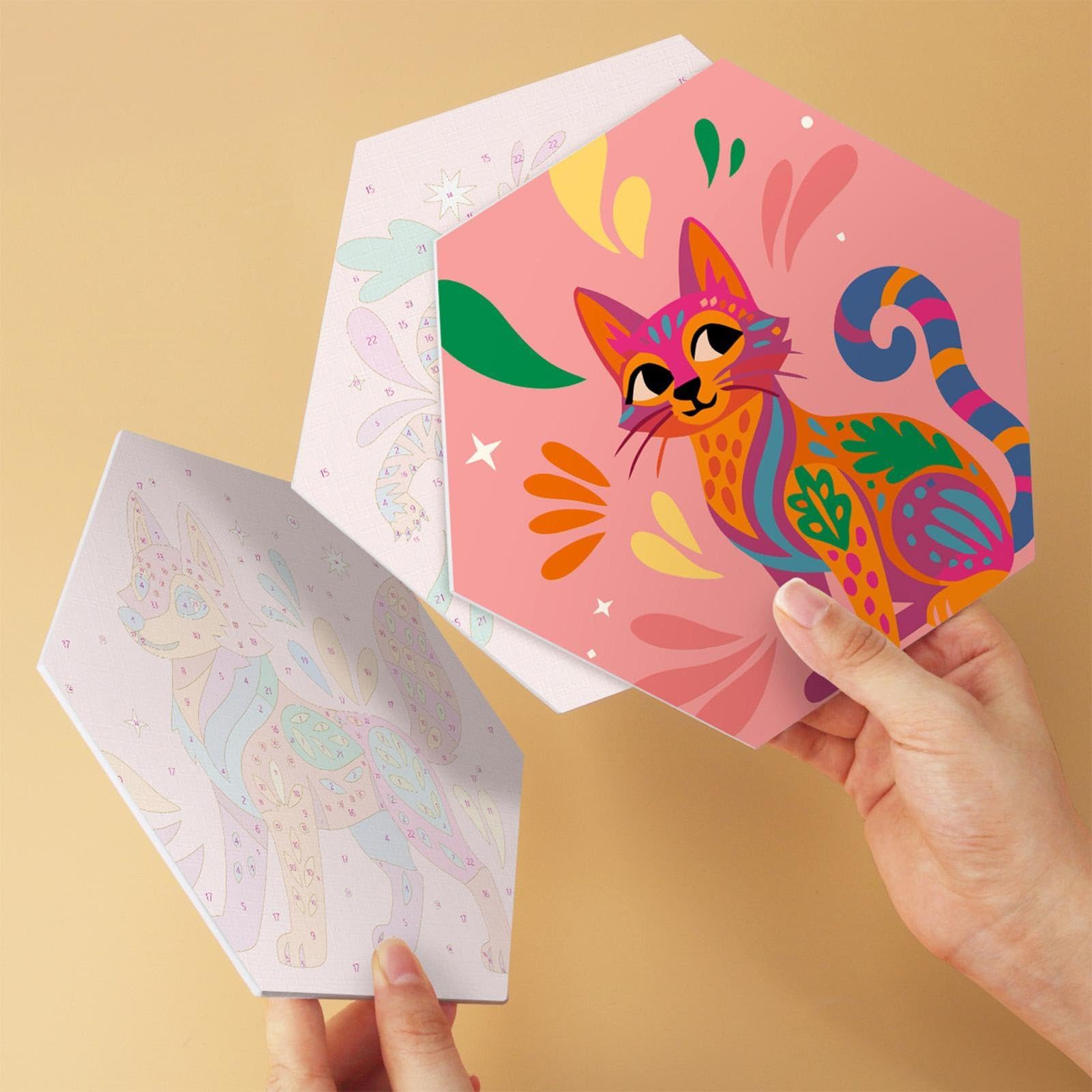 Peinture par numéros 6 pièces Animaux DIY pour débutants