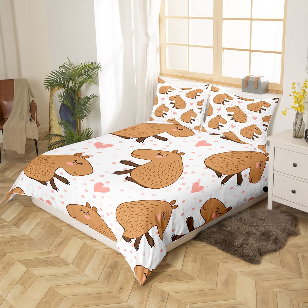 Manfei Capybara Duvet Cover Set Single Size, South America Fauna Comforter Cover with 1 Pillowcase - Image 2