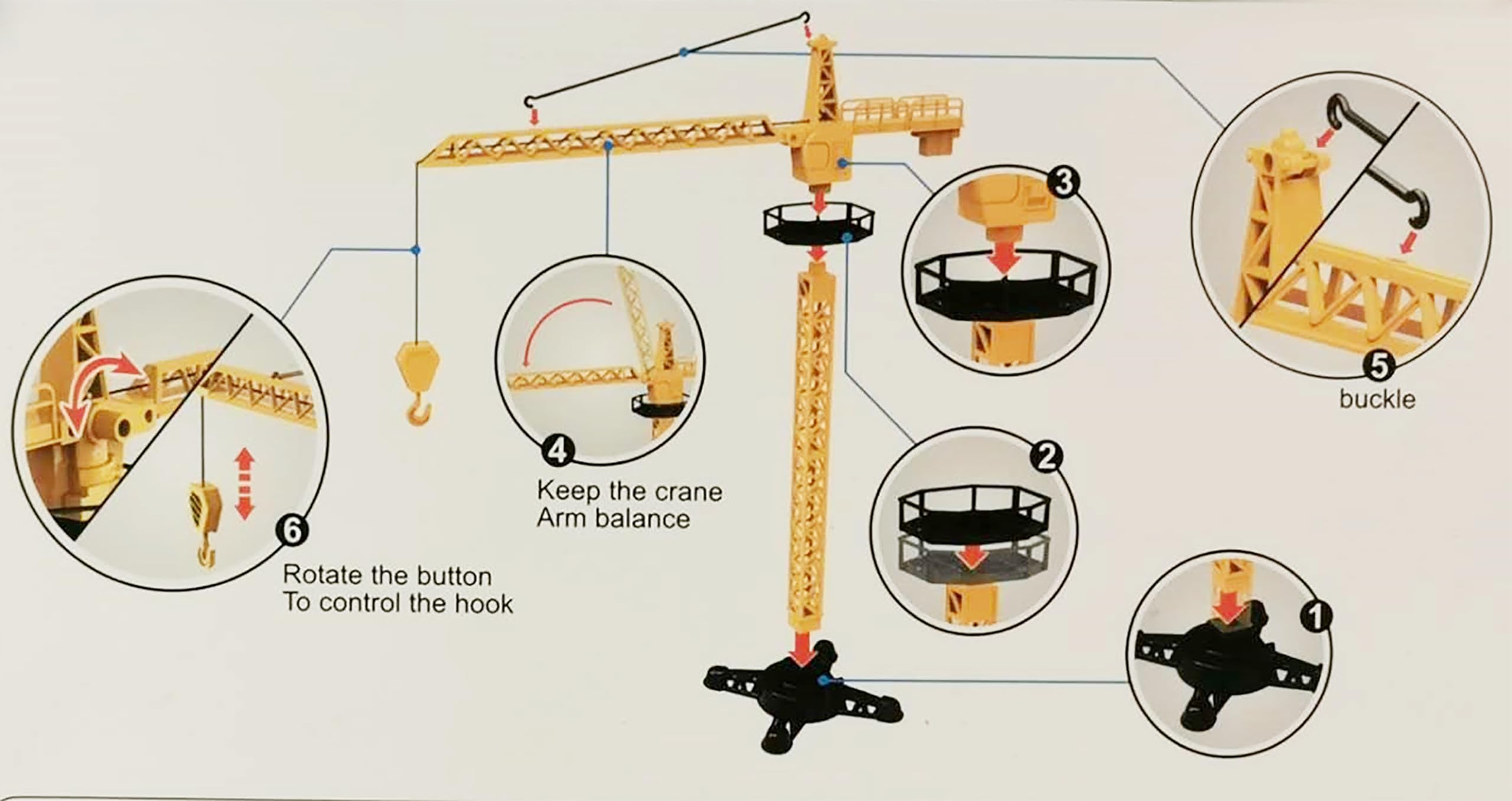 Vehículo de construcción AptoFun serie grúa (37 * 41,5cm) + presione y vaya. Camión hormigonera (16,4 * 7,6 * 4,8cm) con 2* trabajadores con herramientas y varias señales de tráfico a partir de 2 años