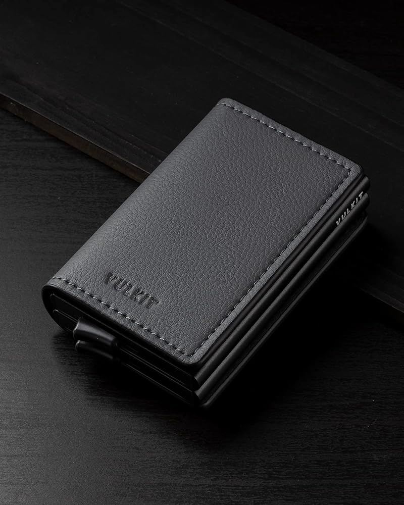 VULKIT Credit Card Holder RFID Protection, Pop Up Metal Card Holder With Double Card Cases Slim Smart Wallet For 10 Cards Space Grey 1123363839
