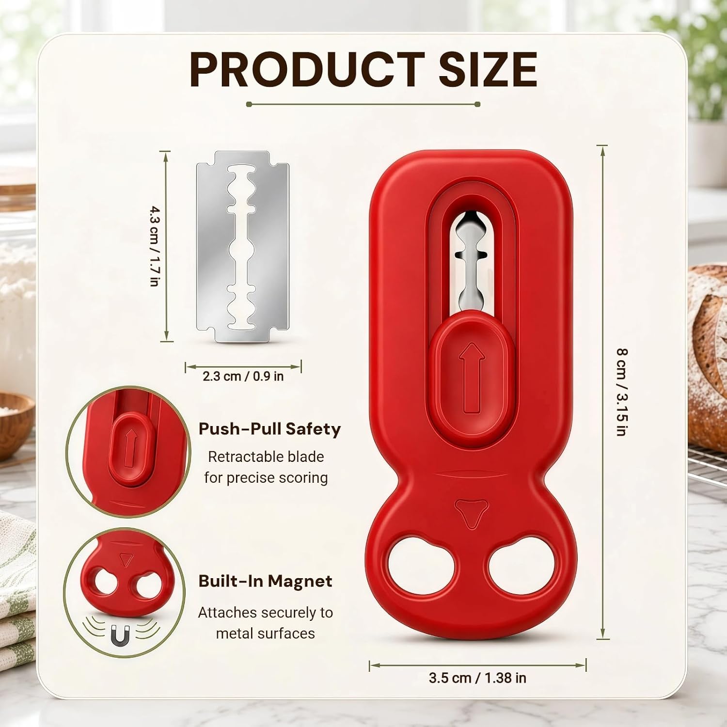 Retractable Bread Lame Sourdough Scoring Tool with 5 Blades