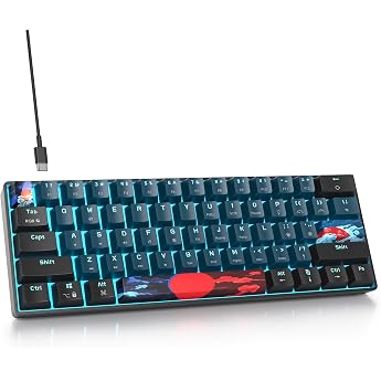 Gaming Keyboard 60 Percent Wired RGB Mechanical Keyboard America QWERTY Mini 61 Keys USB Keyboard Anti-Ghosting for PC Gamer Typist GS61 RGB-61 Monster