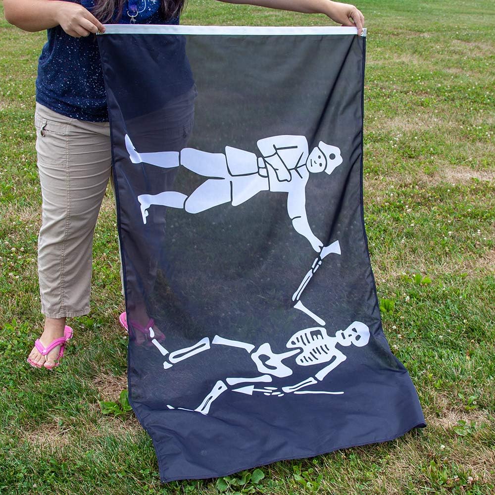 Vispronet 3ft x 5ft Bartholomew Roberts Pirate Flag, Jolly Roger Banner, Weather-Resistant Polyester Material, Metal Grommets, Pirate Party Ideas, Skull Outdoor Decor, Printed in USA, Flag Only