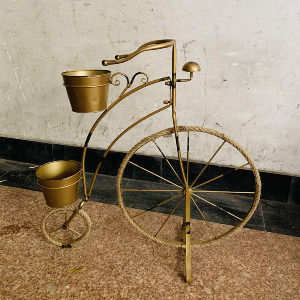 Metal Penny Farthing Bicycle Plant Stand Garden Planter Holds 2 Plant Pots Garden Bike Flower Pot GIFT,Gold