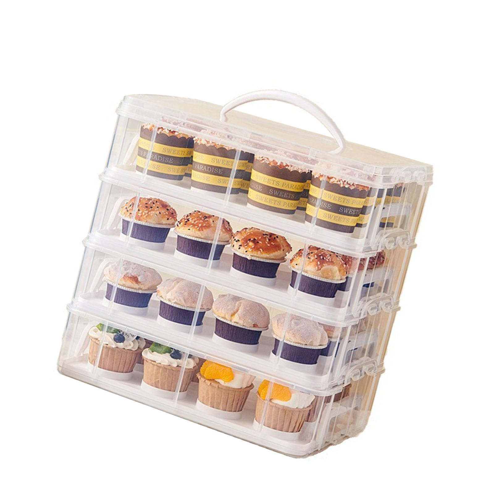 Xjdzineq Resilient 3 Division Dessert Box for Safely Transporting and Storing Bakery Items Travel Box