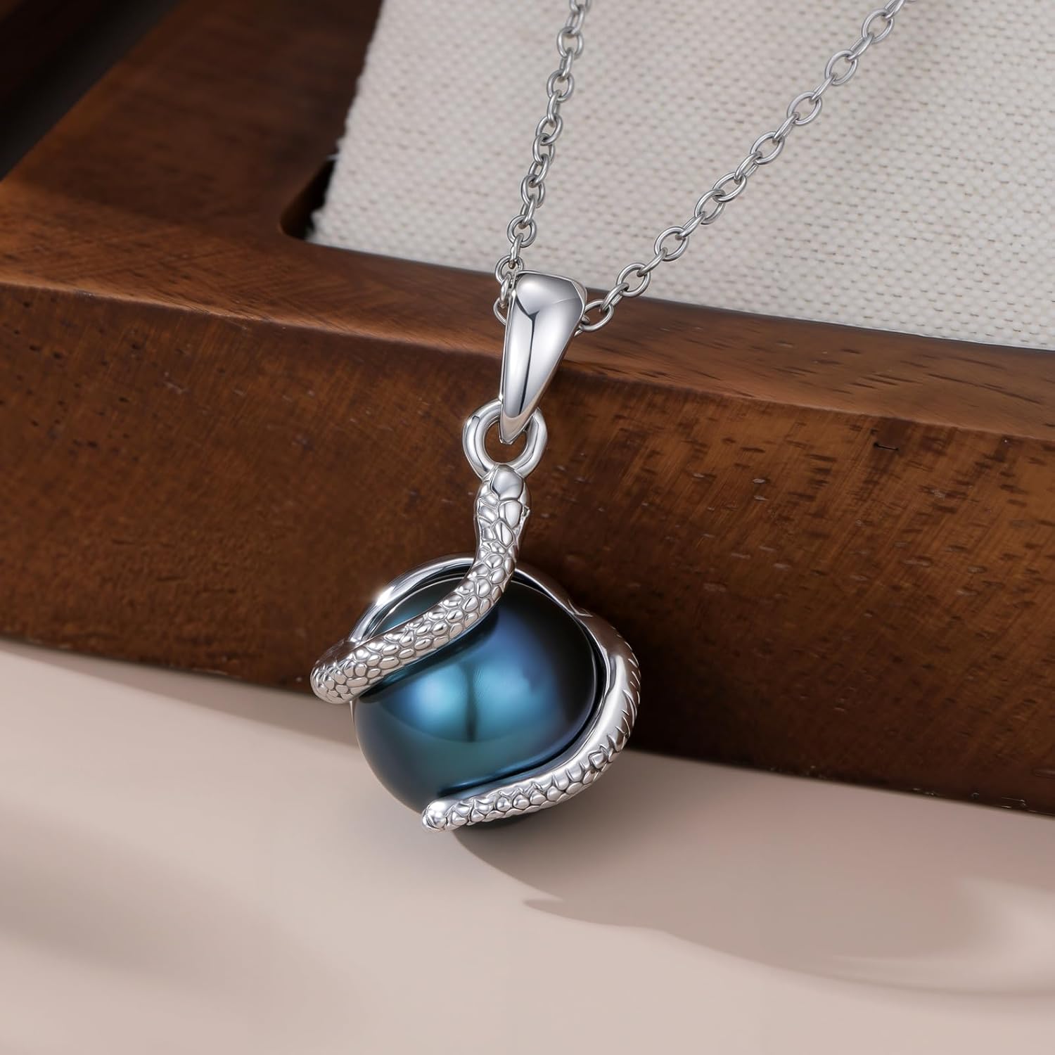 Black Pearl Necklaces for Women Sterling Silver Genuine Freshwater Pearl Pendant Necklace Jewelry for Women - Image 3