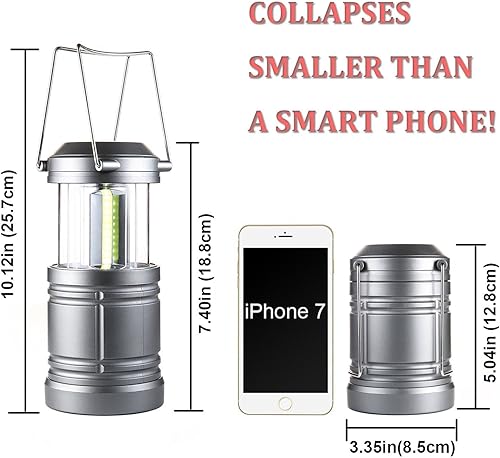 Miniatura 3 de Farol LED para campamento, 500 lúmenes, luces plegables para campamento, linterna de corte de energía, funciona con pilas para emergencias,