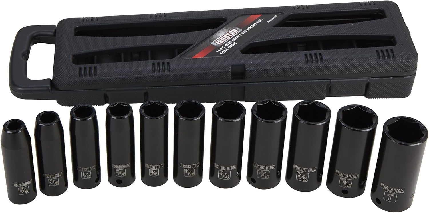 Ironton Deep Impact Socket Set - 11-Pc. 1/2in. Drive, SAE