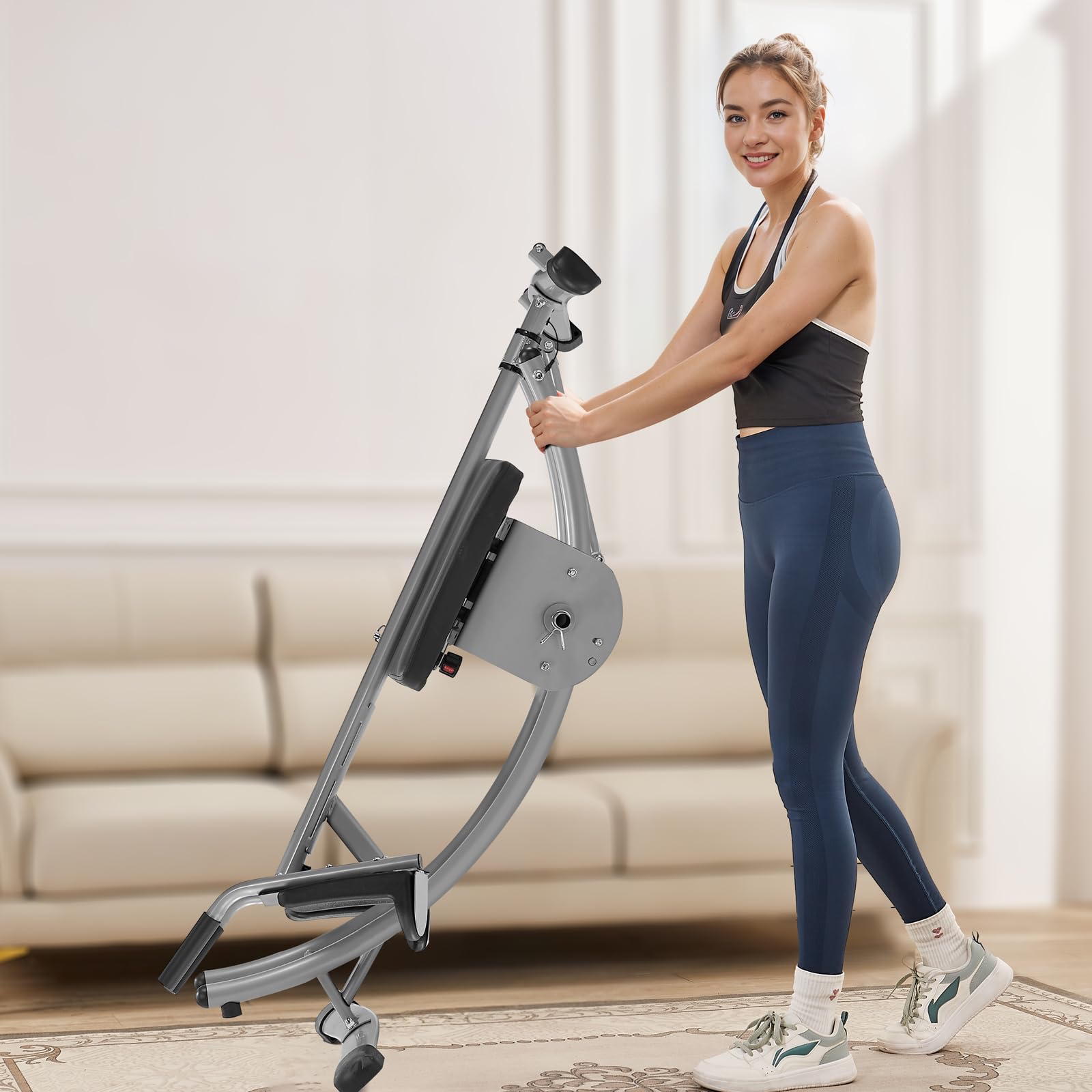 VEVOR Máquina de Ejercicios Abdominales Equipo de Entrenamiento Abdominal para Gimnasio en Casa Capacidad de Peso de 136 kg Máquina de Ejercicios Abdominales para Entrenamiento de Fuerza Ajustable