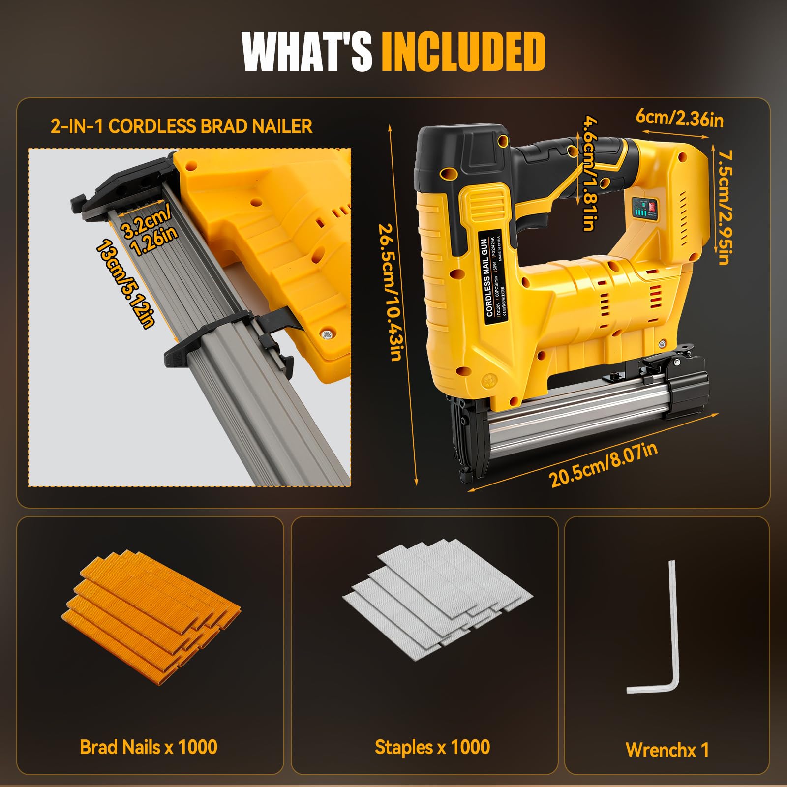 Dewalt 20V Akku-Nagler, bürstenloser Nagler, 18GA, 1000 Nägel und Klammern
