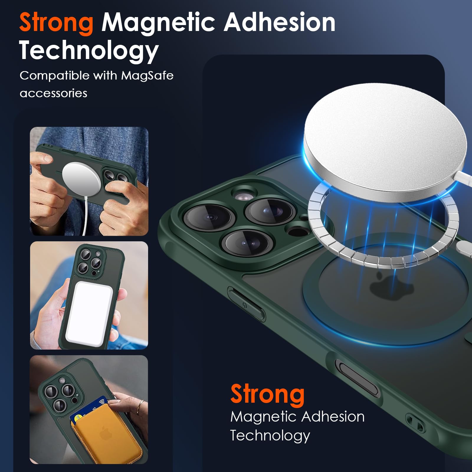 iVoler Cover Magnetica per iPhone 16 PRO Max, [Compatibile con MagSafe] [Protezione Antiurto di Grado Militare] Custodia Traslucida Opaca Posteriore Sottile Silicone Protettiva Case - Verde