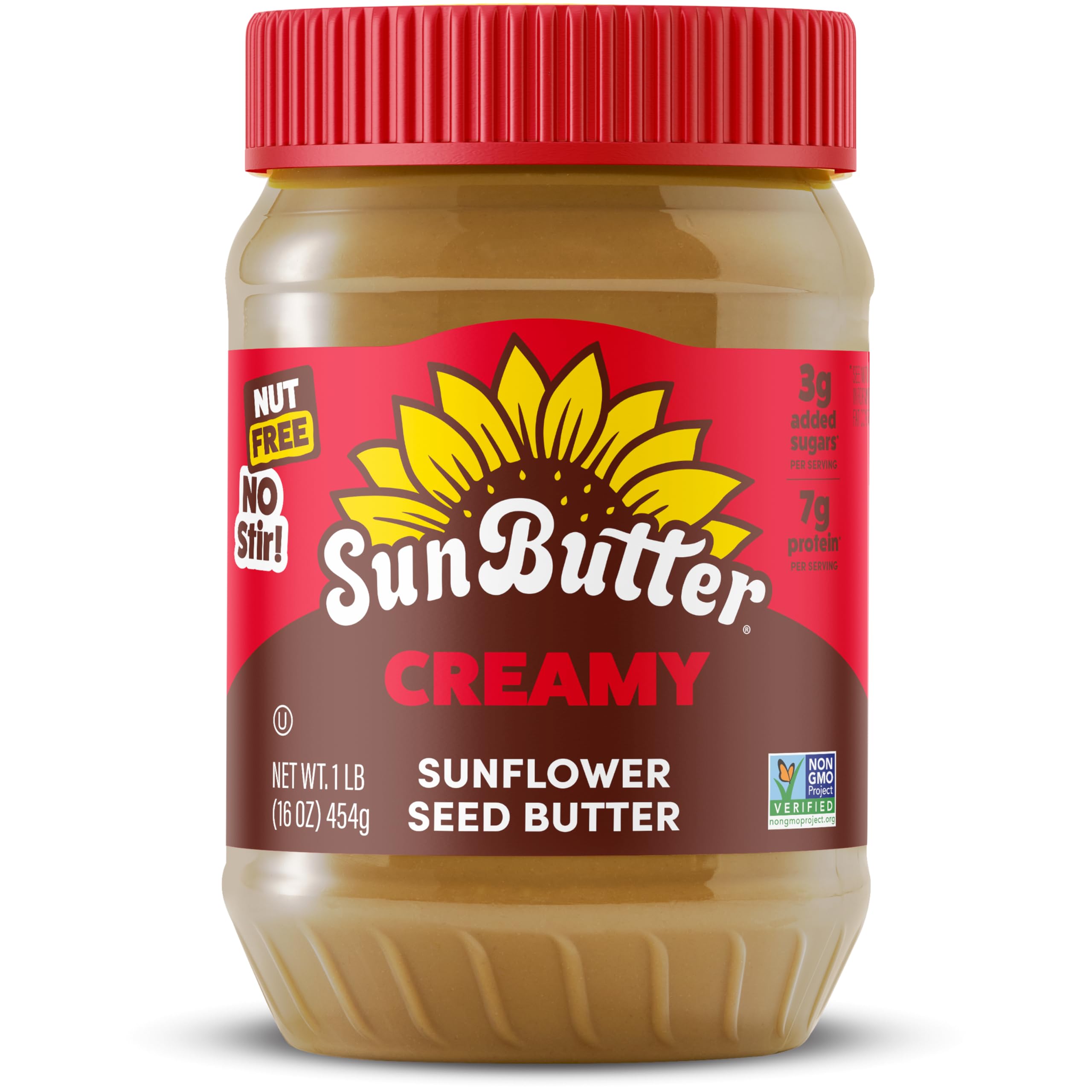 SunButter Creamy Sunflower Seed Butter, 16 oz Nut-Free Spread with 7g Plant-Based Protein, Roasted Rich & Savory Flavor, Smooth Texture | Vegan, Kosher & Non-GMO