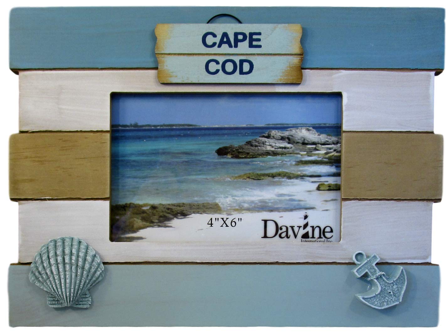 Massachusetts MapsCape Cod Photo Frame (Cape Cod with Shell and Anchor)