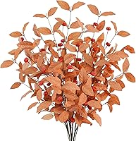 Vista 9 de Uieke 6 tallos artificiales de eucalipto de otoño, plantas de hojas de eucalipto de otoño, decoraciones de otoño con hojas de otoño para otoño