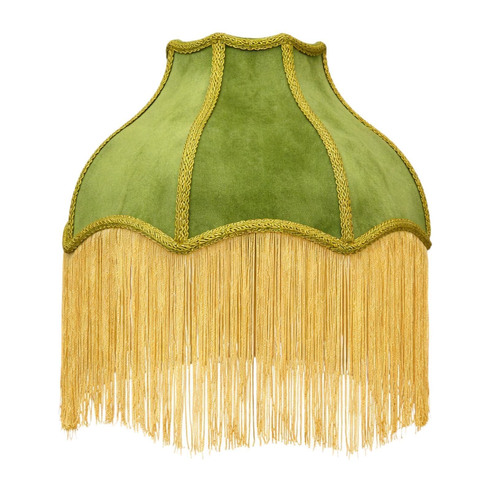 F Fityle Velvet Lamp Shade Scallop Lampshade Decorative Cover for Home Table Lamp Floor Lamp Bedroom Living Room Office Lighting Accessory Soft Elegant, Yellow Green