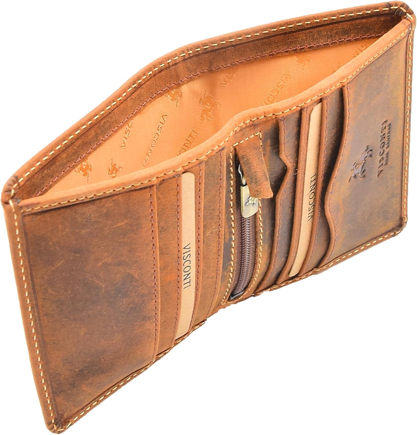 Mens Tan Colour Hunter Leather Wallet RFID Bifold HOL90
