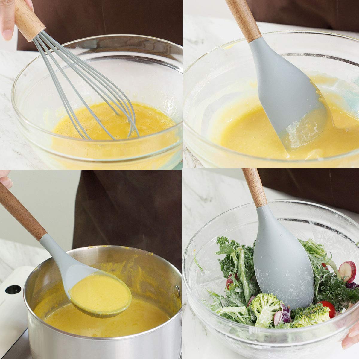 YMZ Silikon-Küchenhelfer-Set, antihaftbeschichtet und hitzebeständig, Kochgeschirr-Set für Grillen, Kochen, Backen, antihaftbeschichtet, hitzebeständig 12 set