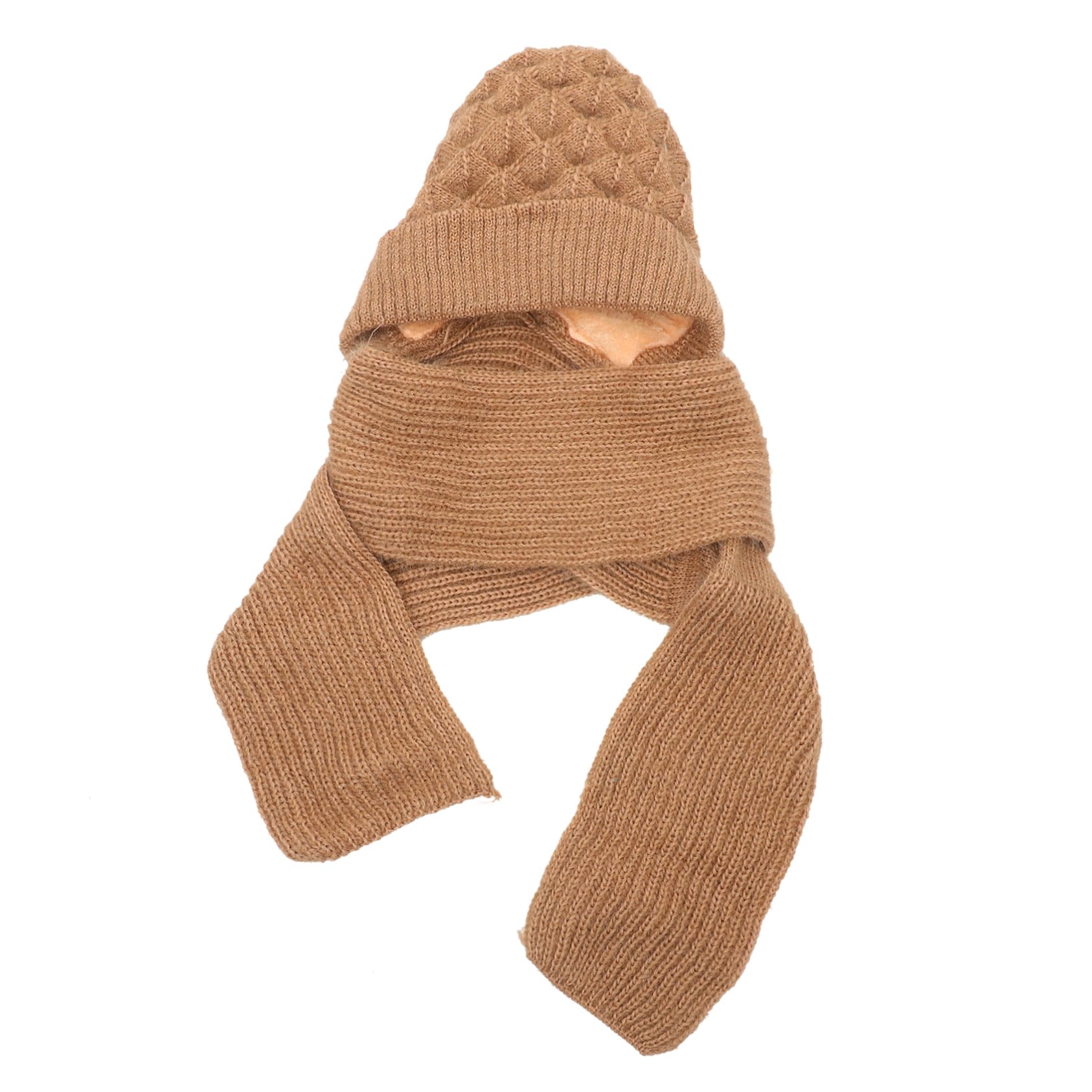 Thick Knit Hooded Scarf and Hat Set for Women Warm Winter Neck Warmer Random Lining Color Outdoor Fashion Scarf Hoodie-image-34