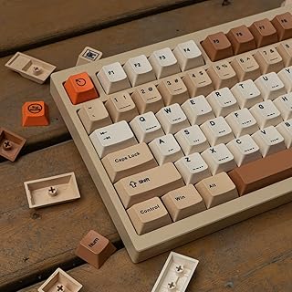 PBT Keycaps 143 Keys Cherry Profile Retro Keycaps Set Dye-Sub Postage Stamp ISO ANSI Beige Keycaps Custom Keyboard Keycaps for 60% 65% 70% 75% Cherry Gateron MX Switches Mechanical Keyboards