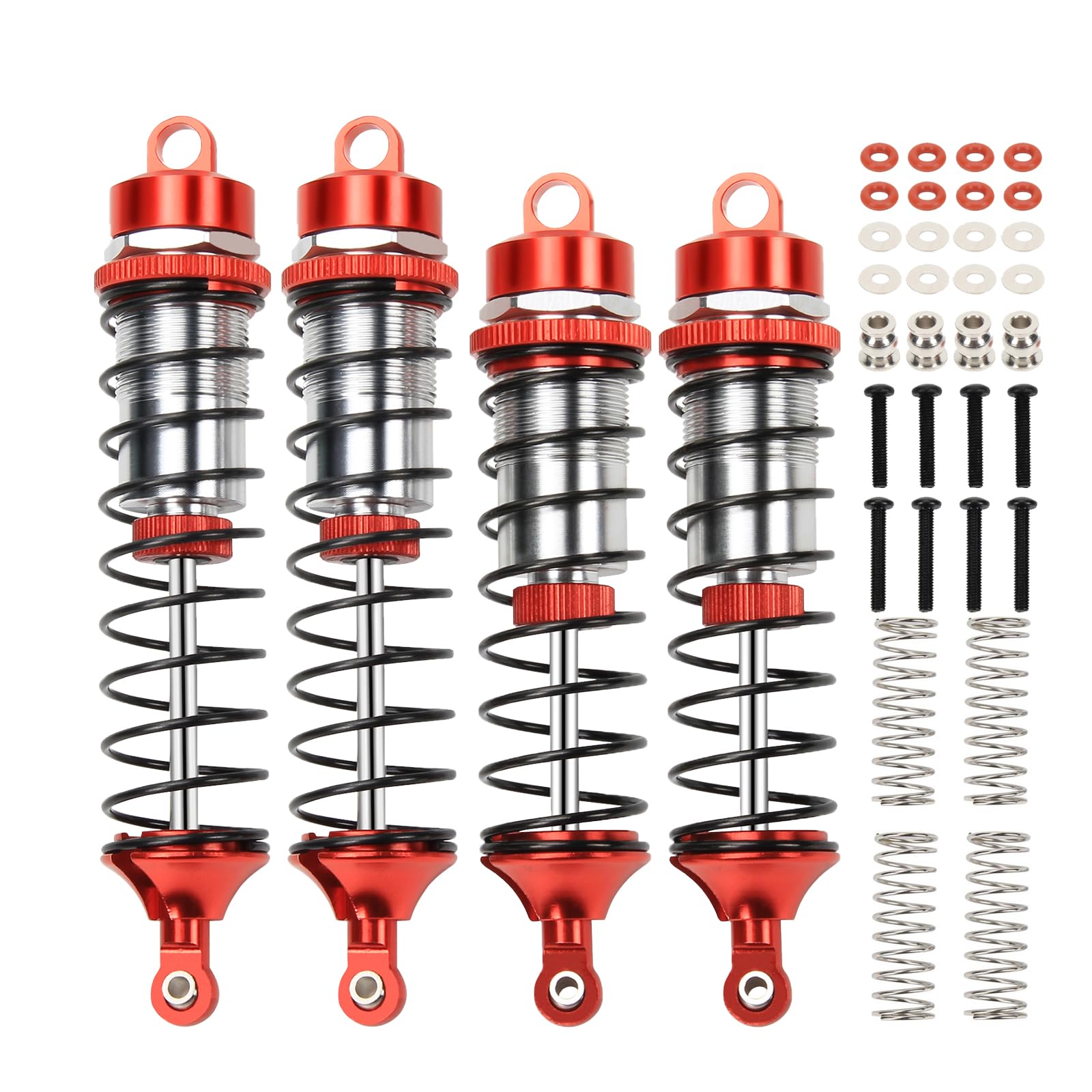 RACWD Gorgon Big Bore Shocks Set for ARRMA 1/10 Shocks Absorbers Damper with Extra hard Spring Front Rear Upgrade Parts #ARA330833#ARA330756 Red