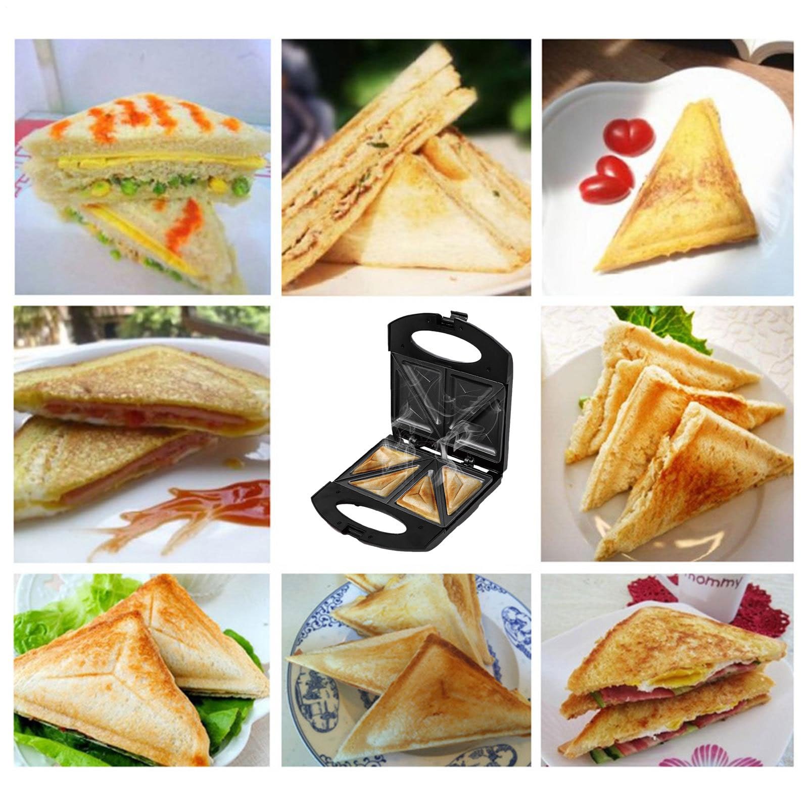 Ekspres Do Kanapek Elektryczny Grill Z Nieprzywierającą Powłoką | Patelnia Do Opiekania Kanapek Do Gofrów Omletów Tostów Francuskich Burgerów Przekąsek