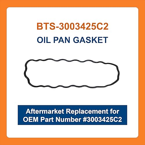 Miniatura 2 de BTS-3003425C2 Junta de cárter de aceite, compatible con motor Navistar Maxxforce 13, repuesto del mercado de accesorios para OEM 3003425C2, Junta