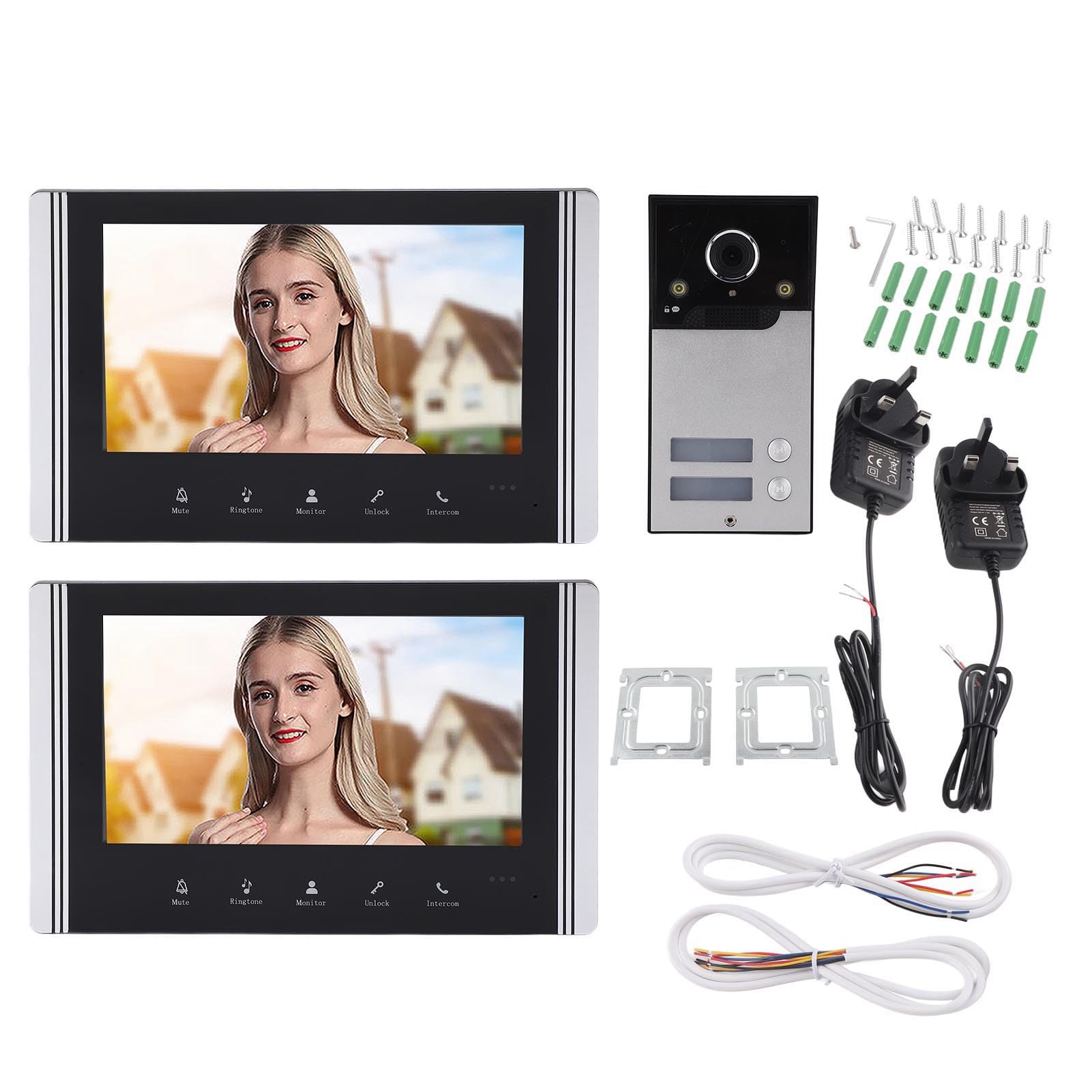 Cryfokt Video Door Phone System, 7in TFT LCD Screen 120° Wide Angle Video Intercom System, ABS Video Doorbell Intercom System for Home Apartment AC100‑240V, High Definition Image (2)