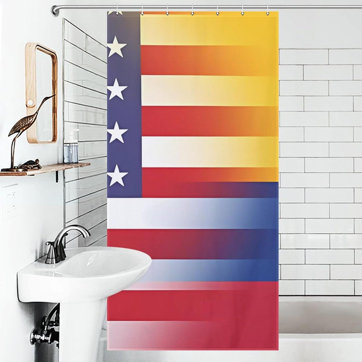 U.S. Colombia Flag Funny Shower Curtains Washable Bath Curtain Liner with Hooks for Bathroom Bath Tubs