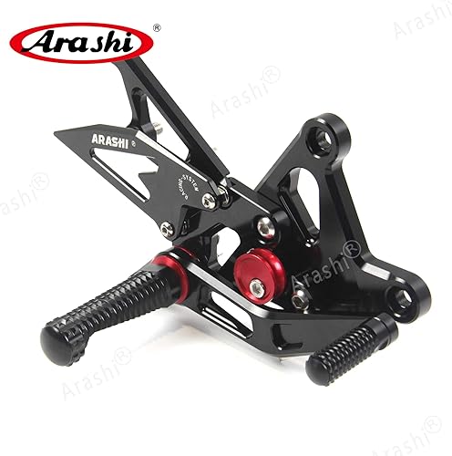 Miniatura 40 de Arashi reposapiés para motocicleta, accesorios ajustables, juego de reposapiés traseros Negro