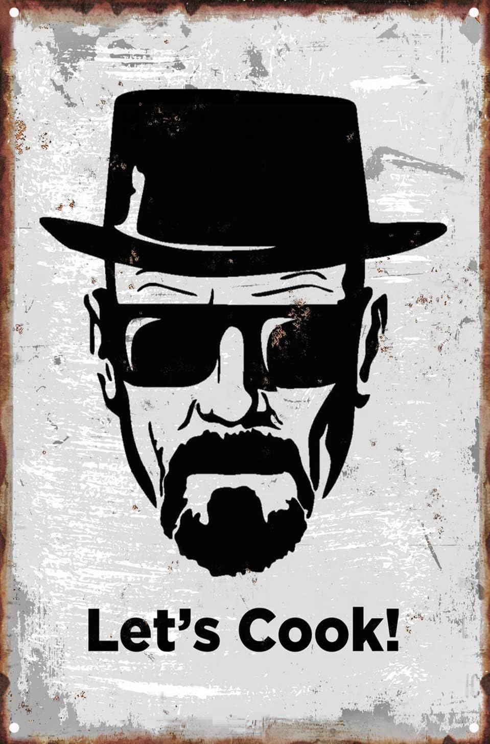 OPICA Metal Tin Sign Heisenberg Lets cook Poster Wall Decor Fun for Home Kitchen Bar Room Garage Vintage Retro Plaque 12x8 Inch