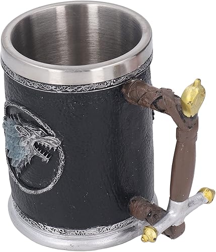 Miniatura 9 de Nordic Viking Rune - Taza de acero inoxidable tipo jarra, taza de cerveza de barril de madera, taza vikinga grande de cerveza de madera, jarra con