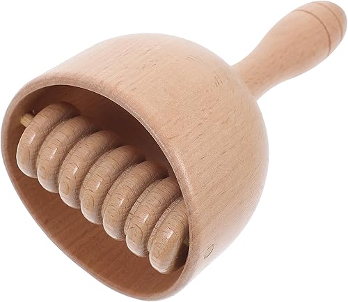 Varilla de masaje con rodillo de madera de 7.28 pulgadas, masajeador muscular de mano para terapia de acupresión de circulación sanguínea y