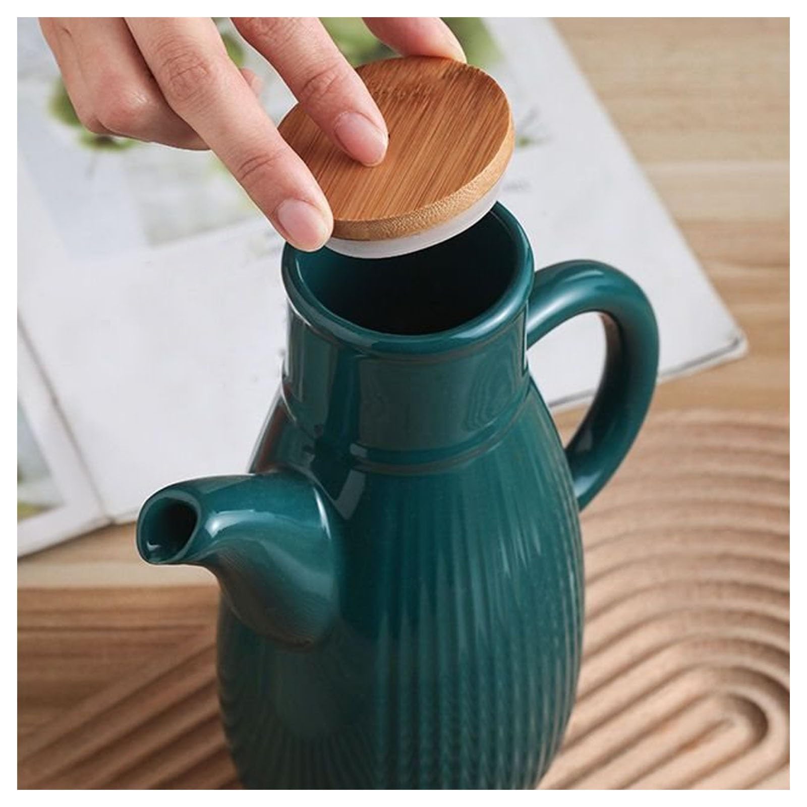 Ceramiczny dozownik oleju, vintage butelka octu do przechowywania w kuchni, pyłoszczelny sos Cruet - 450 ml