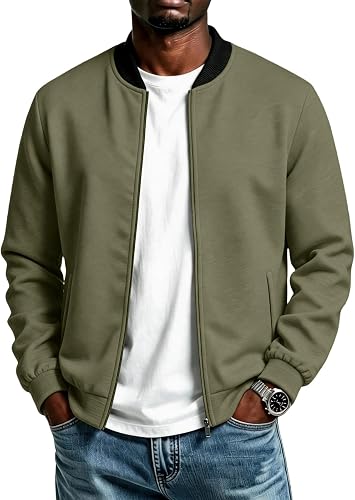 Men's Windbreaker Bomber Jackets Softshell Light Waterproof Full Zip Bomber Jack