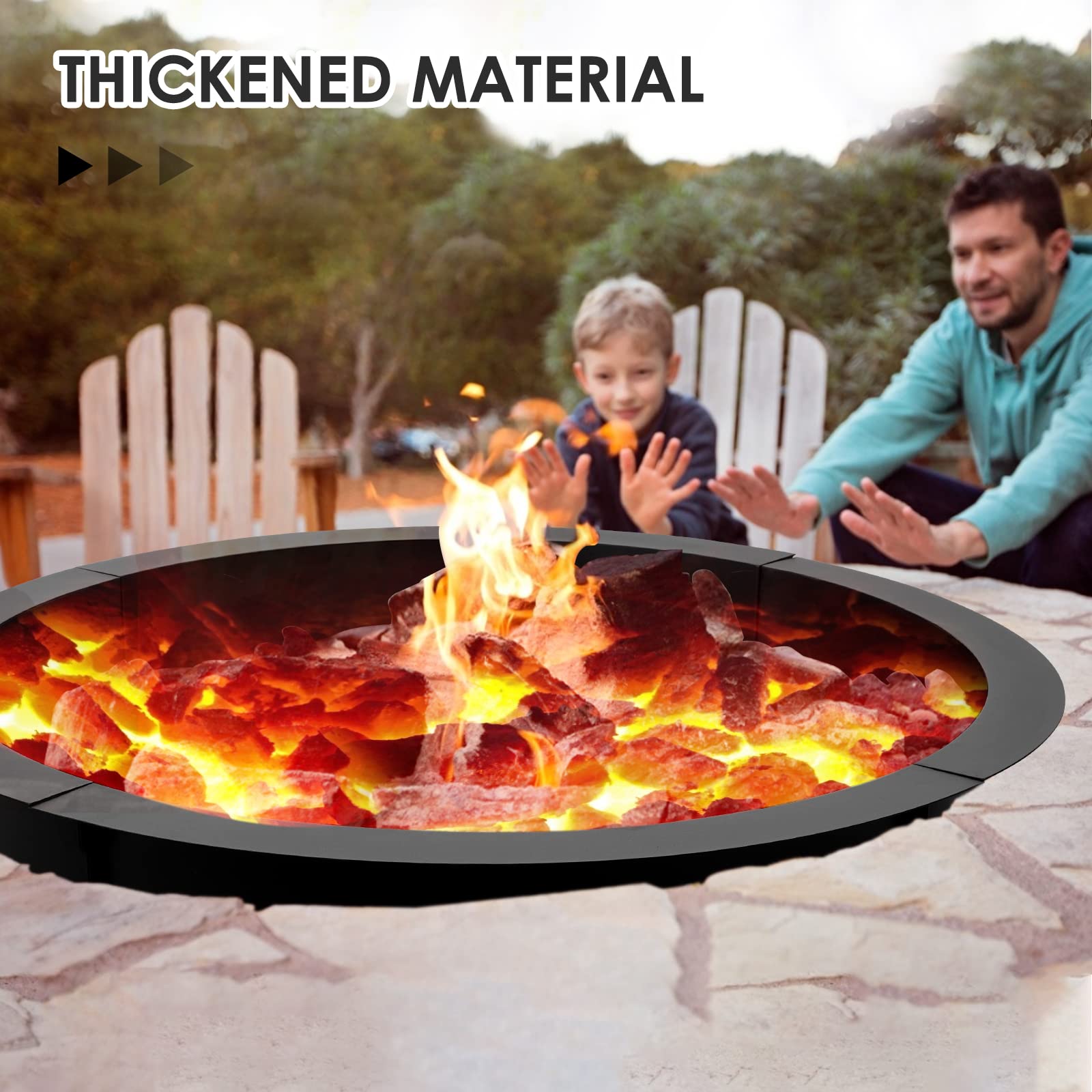 Snapklik.com : TELAM Outdoor Fire Pit Ring 45inch Fire Liner Wood ...