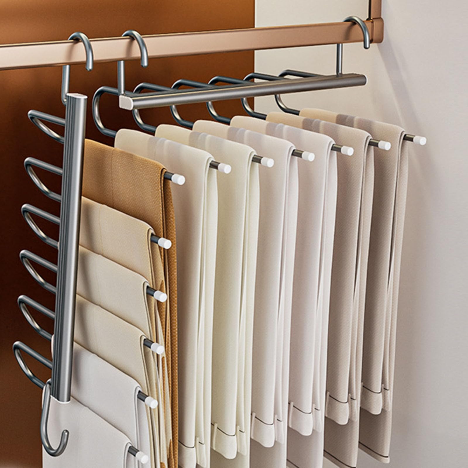 Porte-pantalons extractible coulissant à fixer pour optimiser l'espace dressing