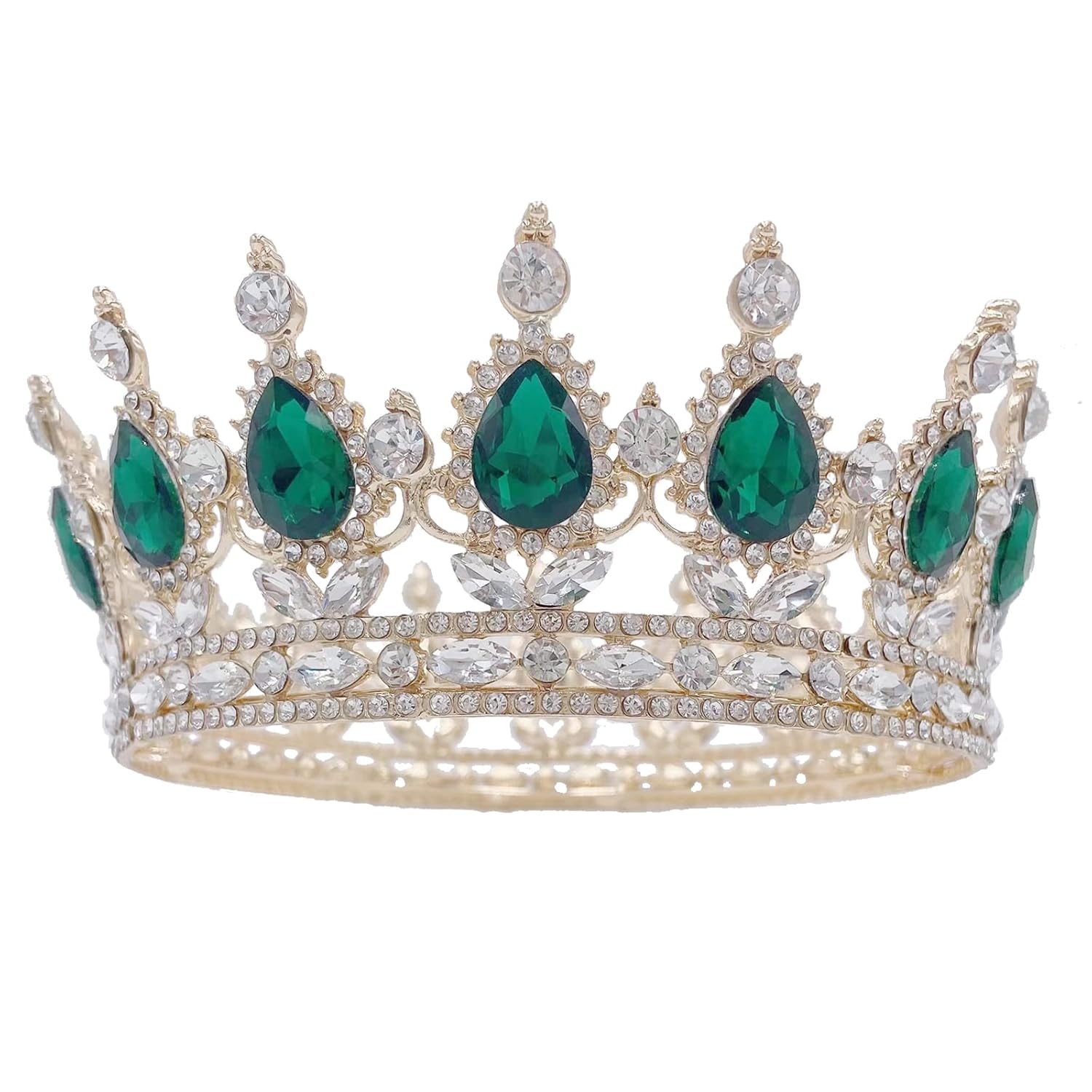 SH Queen Crown for Women, Crystal Wedding Tiara for Bride