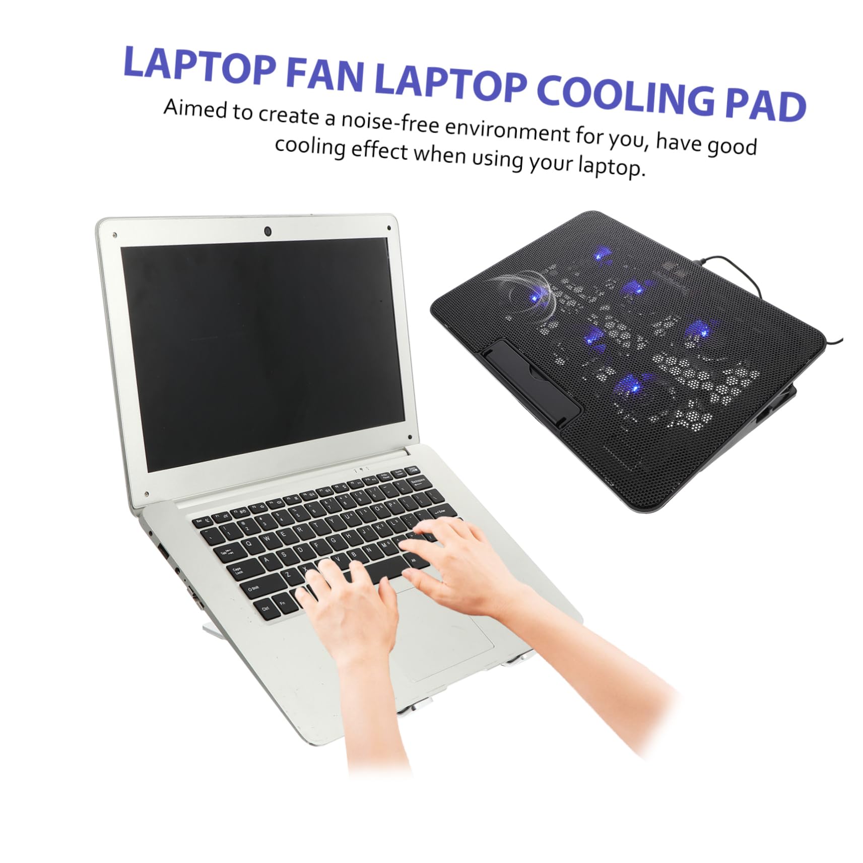 NUOBESTY Laptop Kühlpad für Gaming Laptops Höhenverstellbarer mit Leisen Lüftern Tragbarer Notebook mit USB Stabil Vielseitig für Desktop