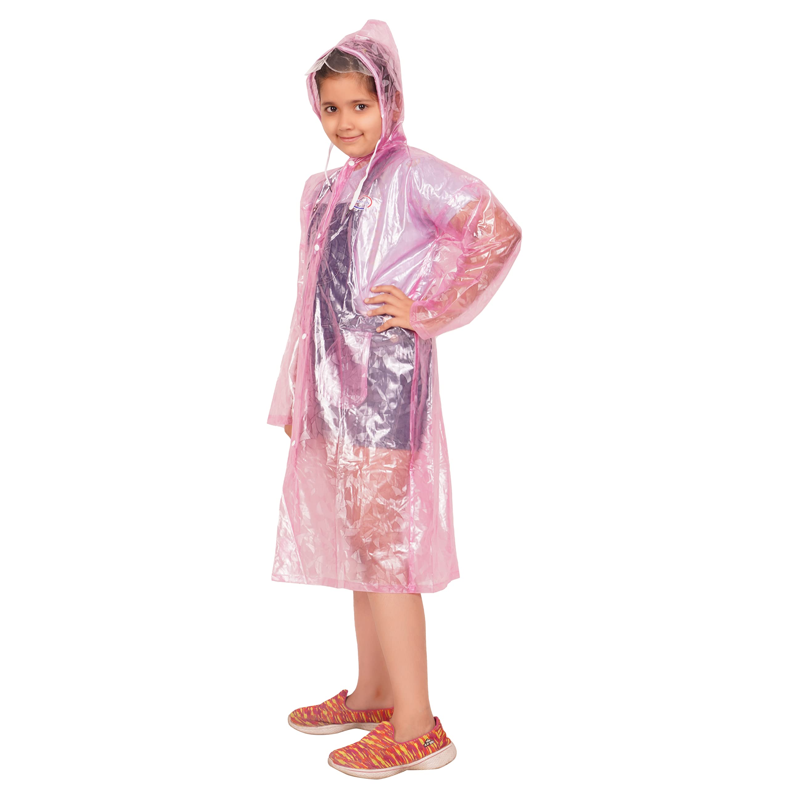 KETKAR Boys & Girls Polyester Raincoat Long Coat For School Cool New Print_Pack Of 01(Pink,3-4 Years) 2