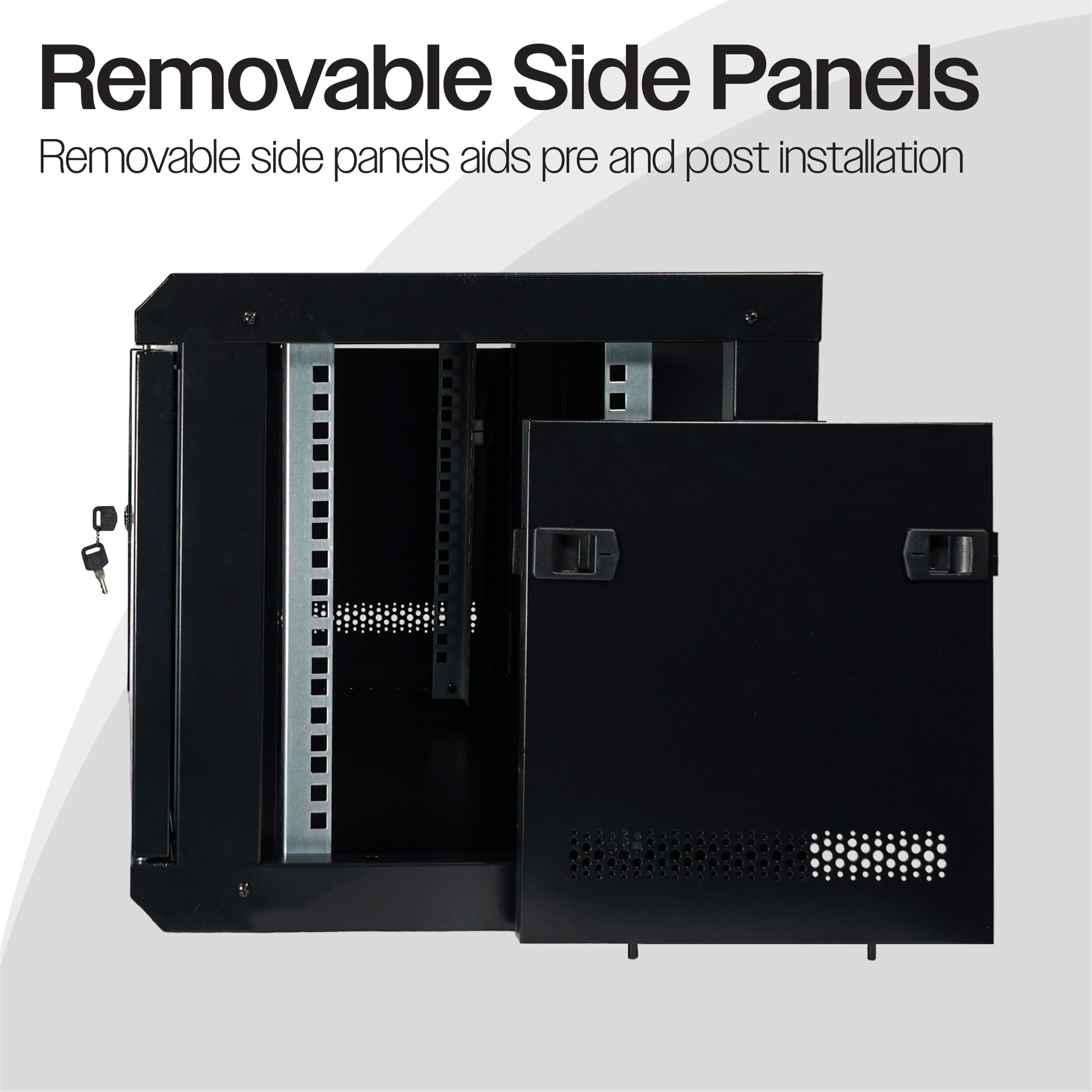 Eagle Armadio compatto da parete da 48,3 cm per server di reti più piccole, in vetro temperato, rimovibile, reversibile, con serratura per casa, negozio, ufficio, 6U, 450 mm
