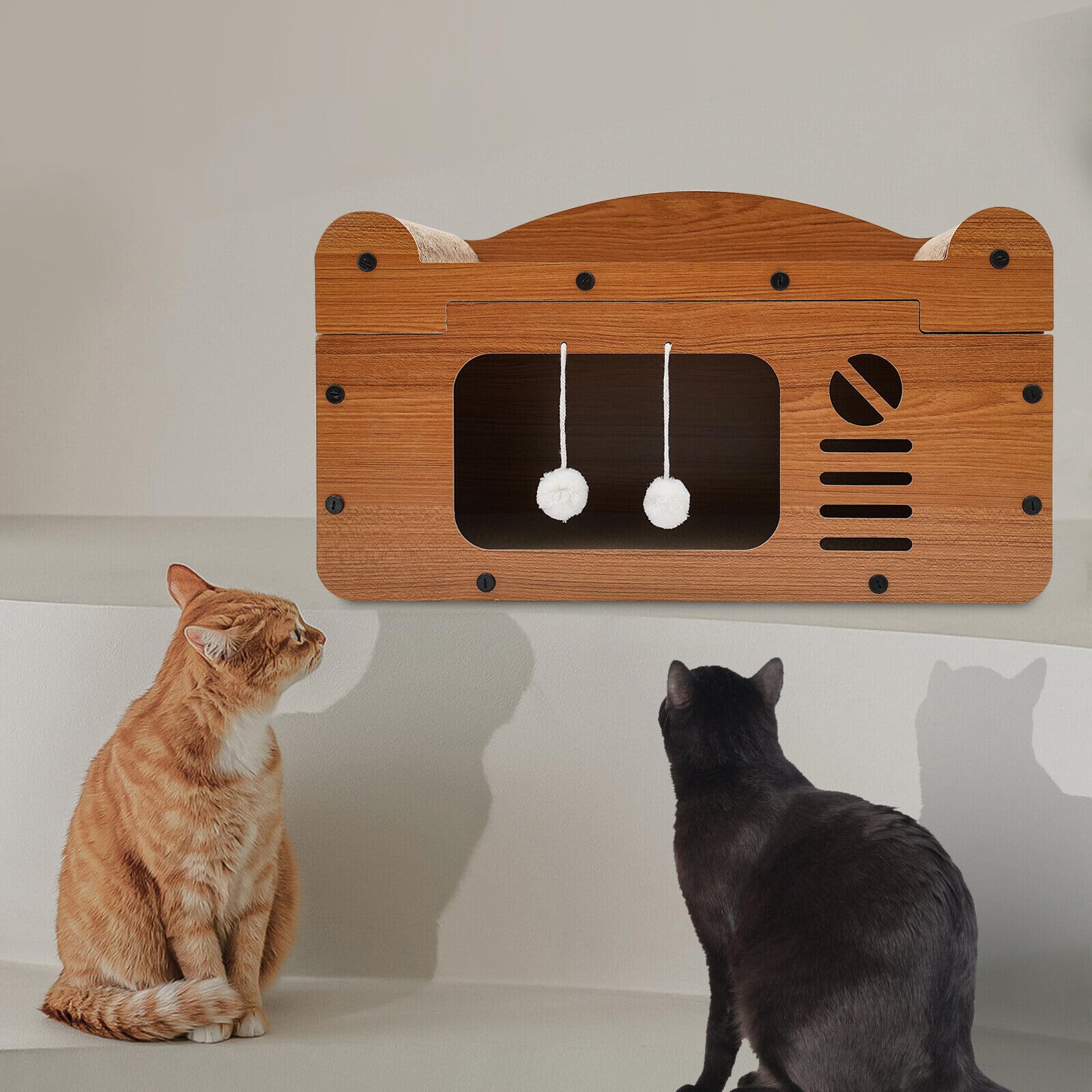 Niche pour chat - Pour l'extérieur - Résistante à l'hiver - Avec balles en peluche, portes, trous d'aération - Pour chats, chiens, lapins - 56 x 30 x 32 cm