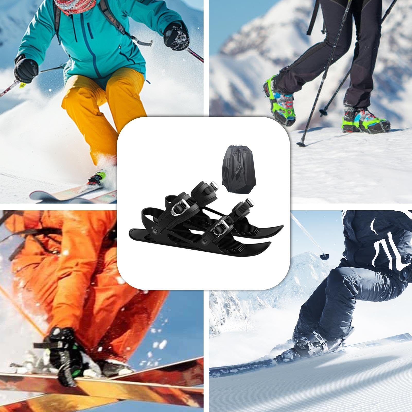 Kurze Ski, Schneeschuhe für Herren | Schlittschuhe den Schnee | Kompaktes Skizubehör, multifunktionale, verstellbare Skiwerkzeuge, leichte, rutschfeste Schneefüße Männer, Frauen, Jugendlich