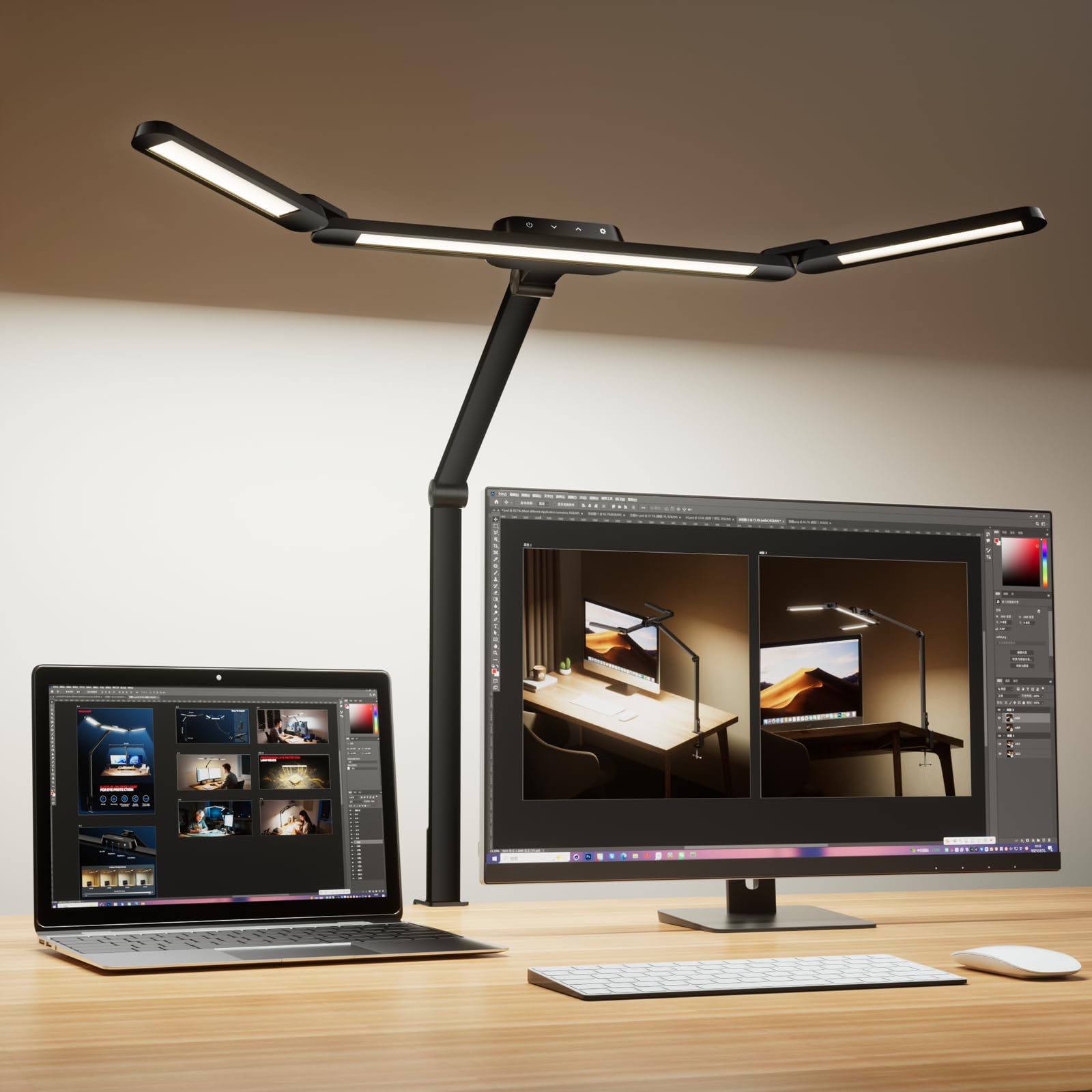 Honeywell LED Desk Lamp with Clamp - HJ3B Sunturalux Eye-Caring Desk Light for Home Office 22W Ultra Bright