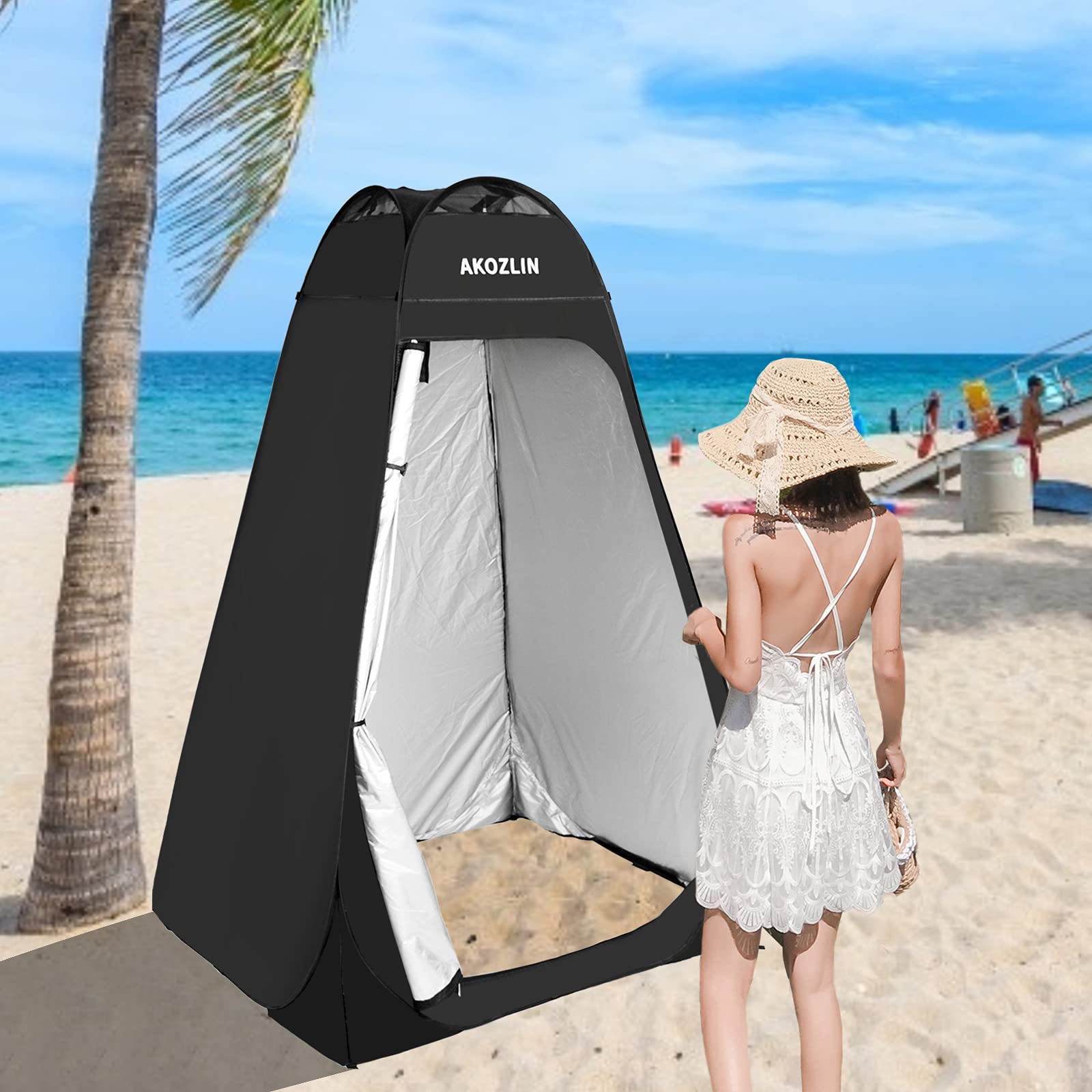 AKOZLIN Portable Pop Up Shower Tent Instant Privacy Dressing Changing Tent Outdoor Shower Room Camp Toilet Tent 47.2" L×47.2" W×74.8" H