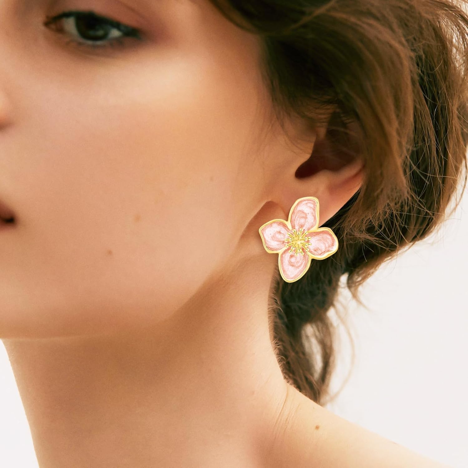 Vintage Flower Stud Earrings Cute Boho Elegant Enamel Flower Statement Earrings Birthday Christmas Jewelry Gift - Image 3